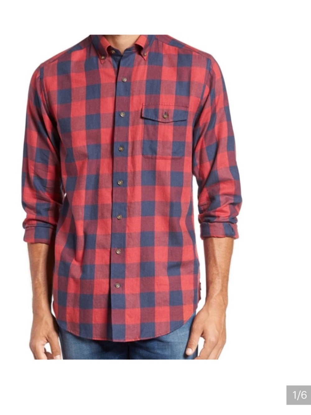 Vineyard Vines Crosby Slim Fit Red and Navy Buffalo Check Button-Down Shirt